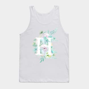 Botanical alphabet H green and purple flowers Tank Top